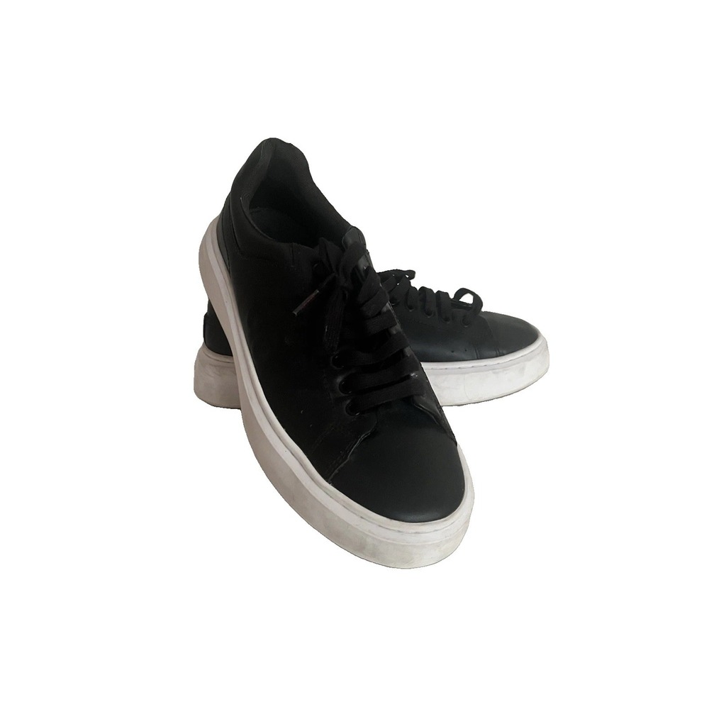 HUGO by Hugo Boss Men's Black Leather Sneakers EU 42 US 9 White Sole